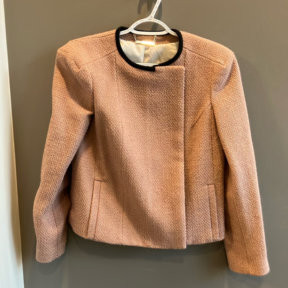 Diane Von Furstenberg Emily Dusty Rose Wool Pulled Tweed Jacket Size 4